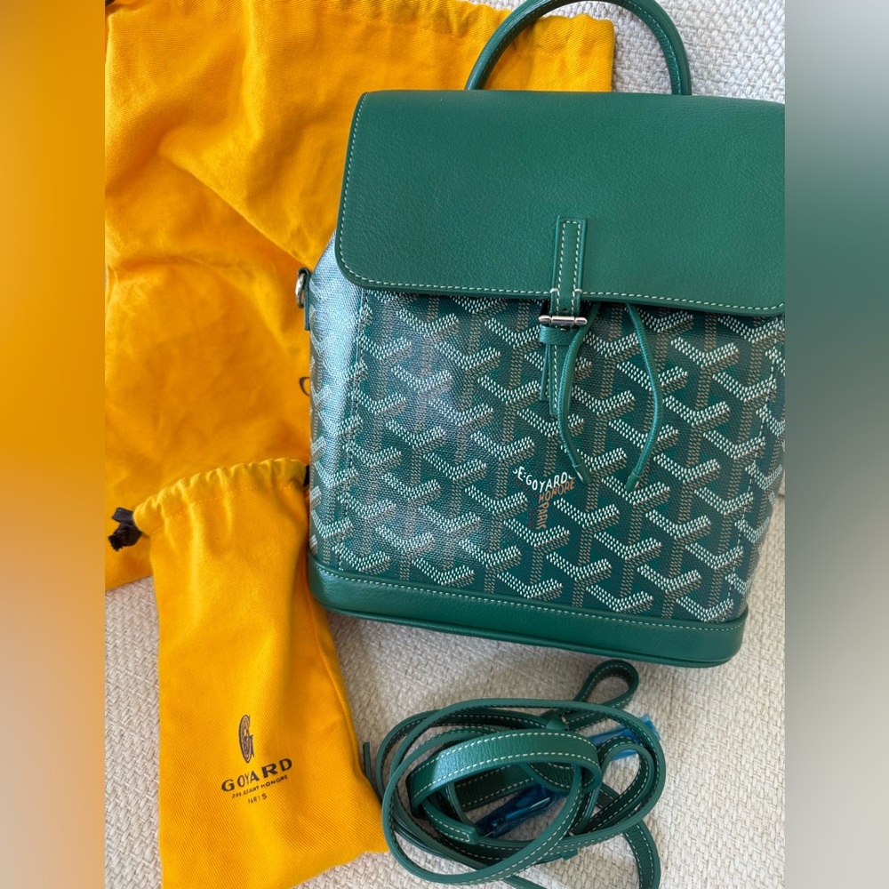 Goyard Green Mini Alpin Backpack with extra accessories